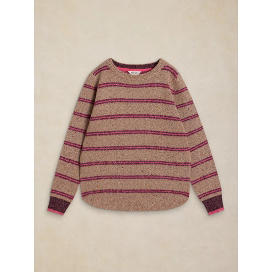 White Stuff Talia Nep Stripe Jumper in Natural Multi