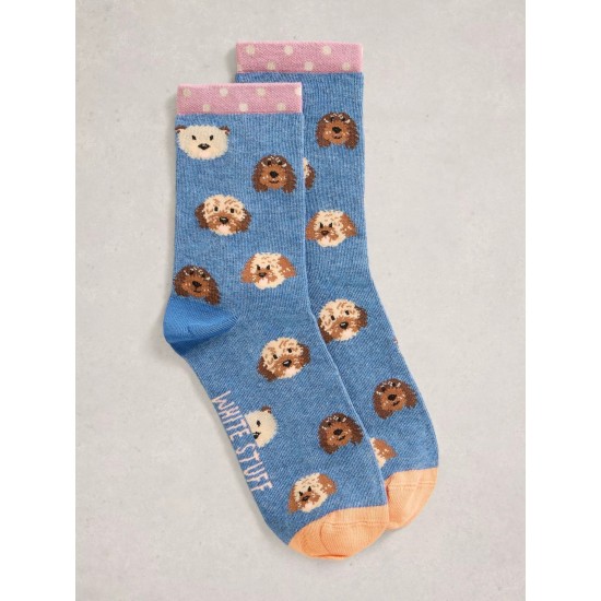 White Stuff Womens Novelty Ankle Socks in Blue Multi