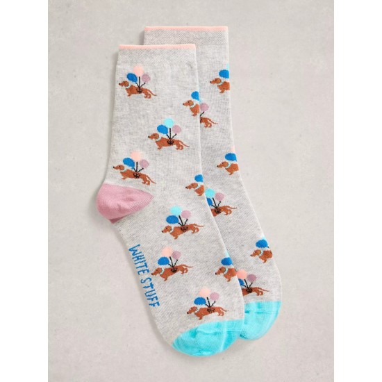 White Stuff Womens Novelty Ankle Socks in Light Grey