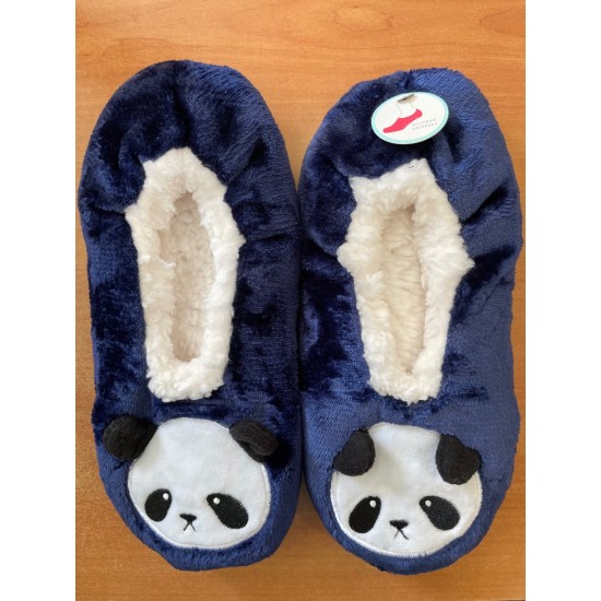 Wild Feet Cosy Fleece Lined Slippers - Panda Blue