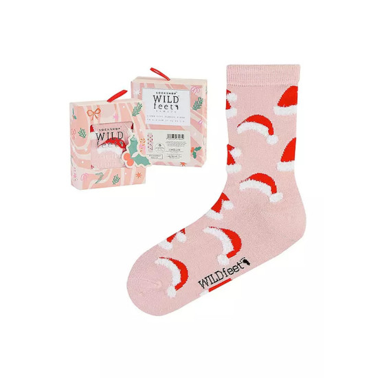 Wild Feet Pink Santa Hat Socks in Christmas Gift Box